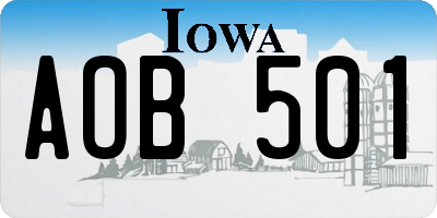 IA license plate AOB501