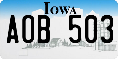 IA license plate AOB503