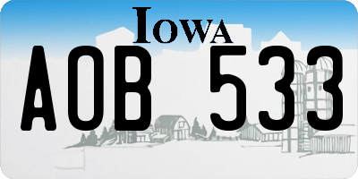 IA license plate AOB533