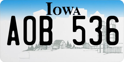 IA license plate AOB536