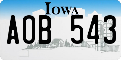 IA license plate AOB543