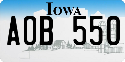IA license plate AOB550