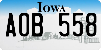 IA license plate AOB558