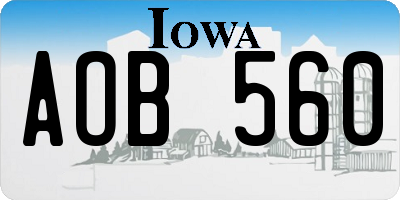 IA license plate AOB560