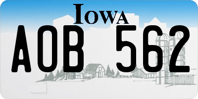 IA license plate AOB562