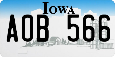 IA license plate AOB566