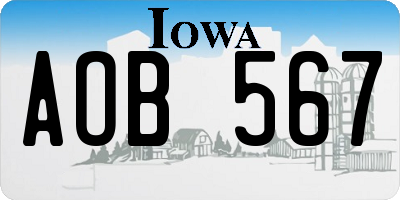 IA license plate AOB567
