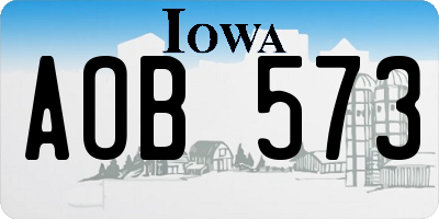 IA license plate AOB573