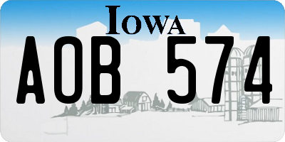 IA license plate AOB574