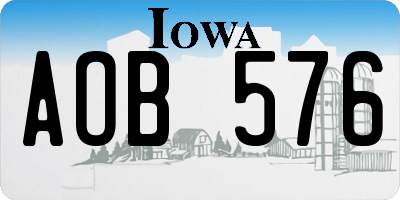 IA license plate AOB576