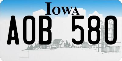 IA license plate AOB580