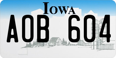 IA license plate AOB604