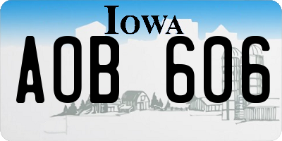 IA license plate AOB606