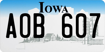 IA license plate AOB607