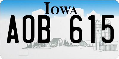 IA license plate AOB615