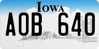 IA license plate AOB640