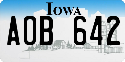 IA license plate AOB642