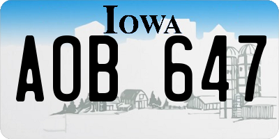 IA license plate AOB647
