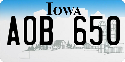 IA license plate AOB650