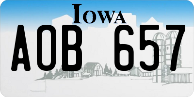 IA license plate AOB657