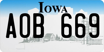 IA license plate AOB669