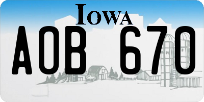 IA license plate AOB670