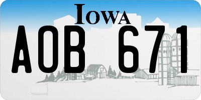 IA license plate AOB671