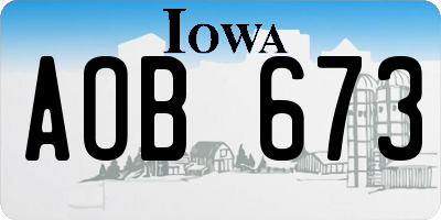 IA license plate AOB673