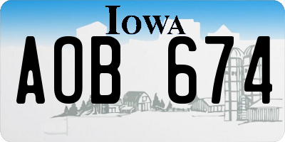 IA license plate AOB674