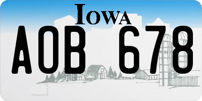 IA license plate AOB678