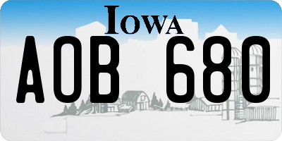 IA license plate AOB680