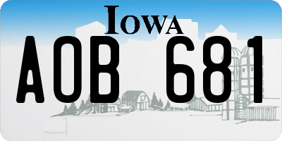 IA license plate AOB681
