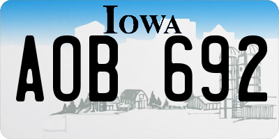 IA license plate AOB692