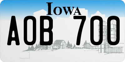IA license plate AOB700