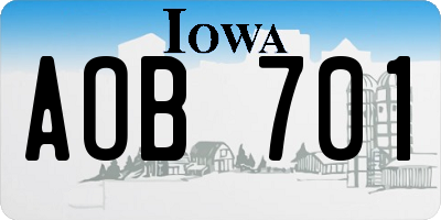 IA license plate AOB701