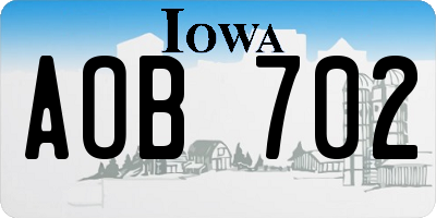 IA license plate AOB702