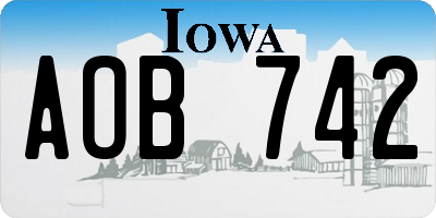 IA license plate AOB742