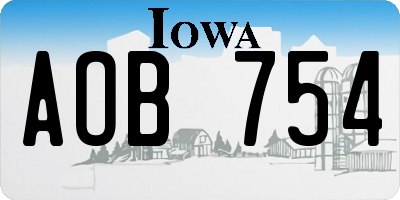 IA license plate AOB754