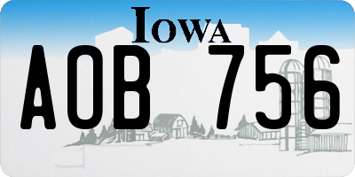 IA license plate AOB756