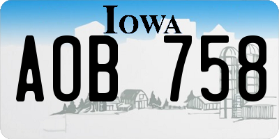 IA license plate AOB758