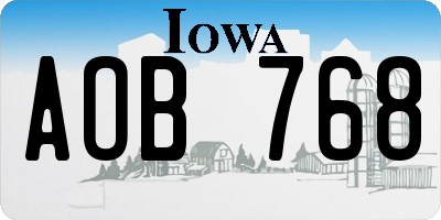IA license plate AOB768