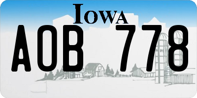 IA license plate AOB778