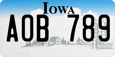 IA license plate AOB789
