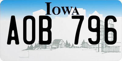 IA license plate AOB796