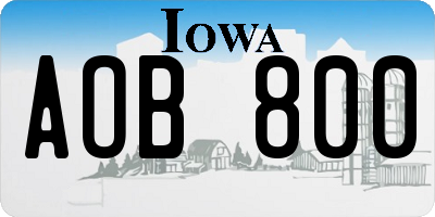 IA license plate AOB800