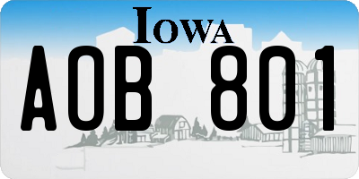 IA license plate AOB801