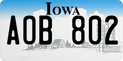 IA license plate AOB802