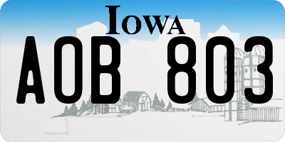 IA license plate AOB803