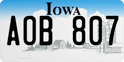 IA license plate AOB807