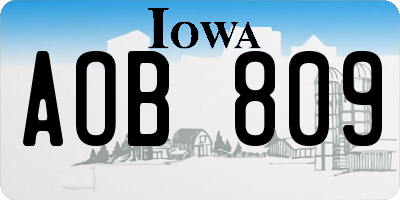 IA license plate AOB809